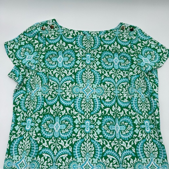 Talbots Plus Effortless Jersey Shift Dress Blue Green Medallion Size 1X New - Picture 3 of 11